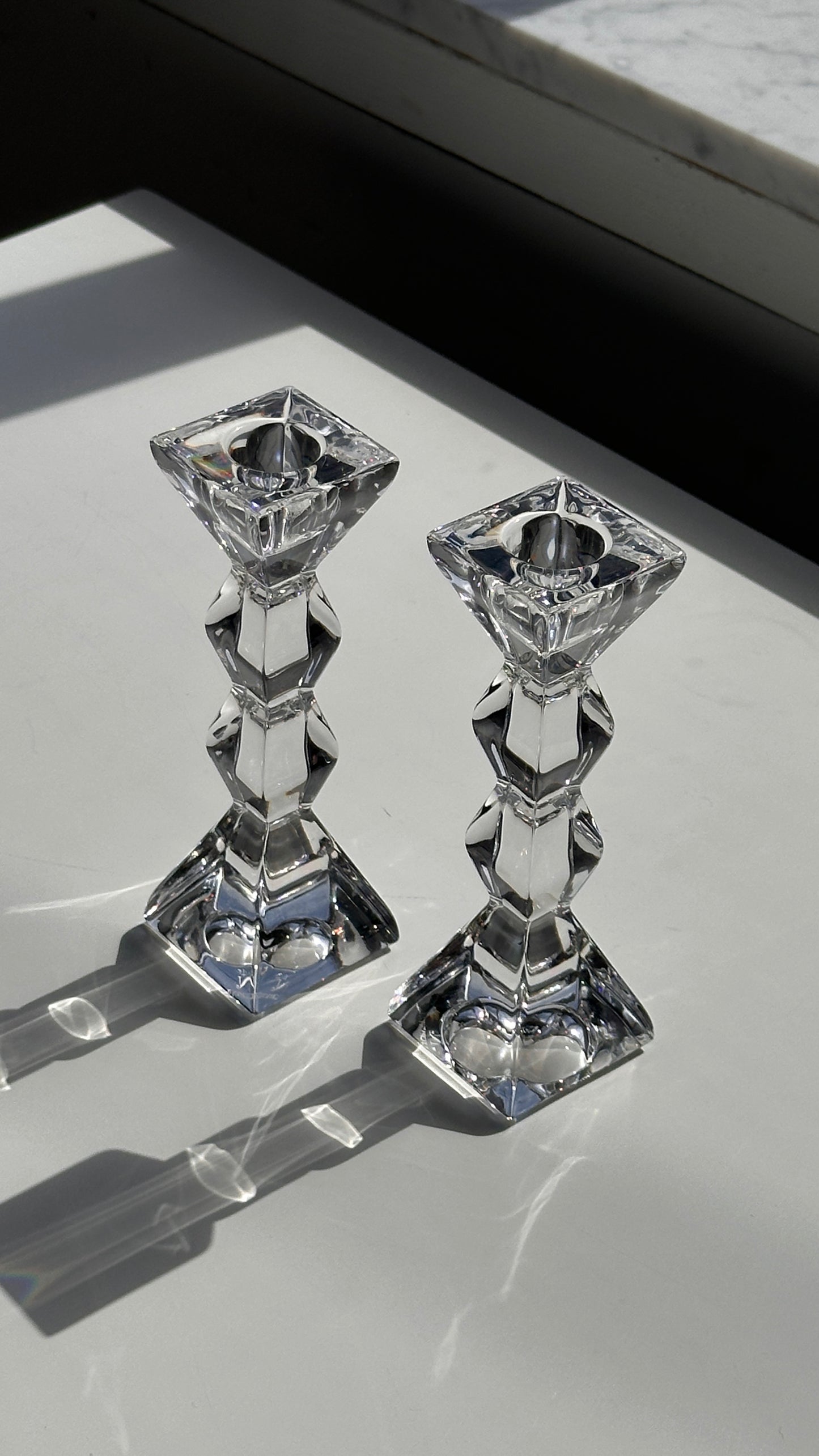 Pair of Light Crystal Candle Sticks