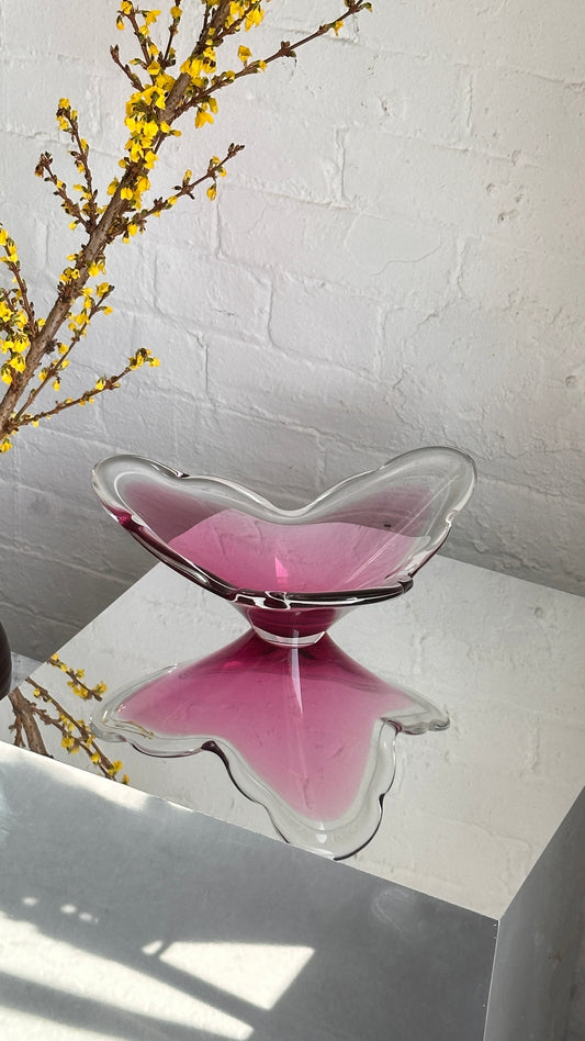 Vintage Pink Swedish Art Glass Bowl
