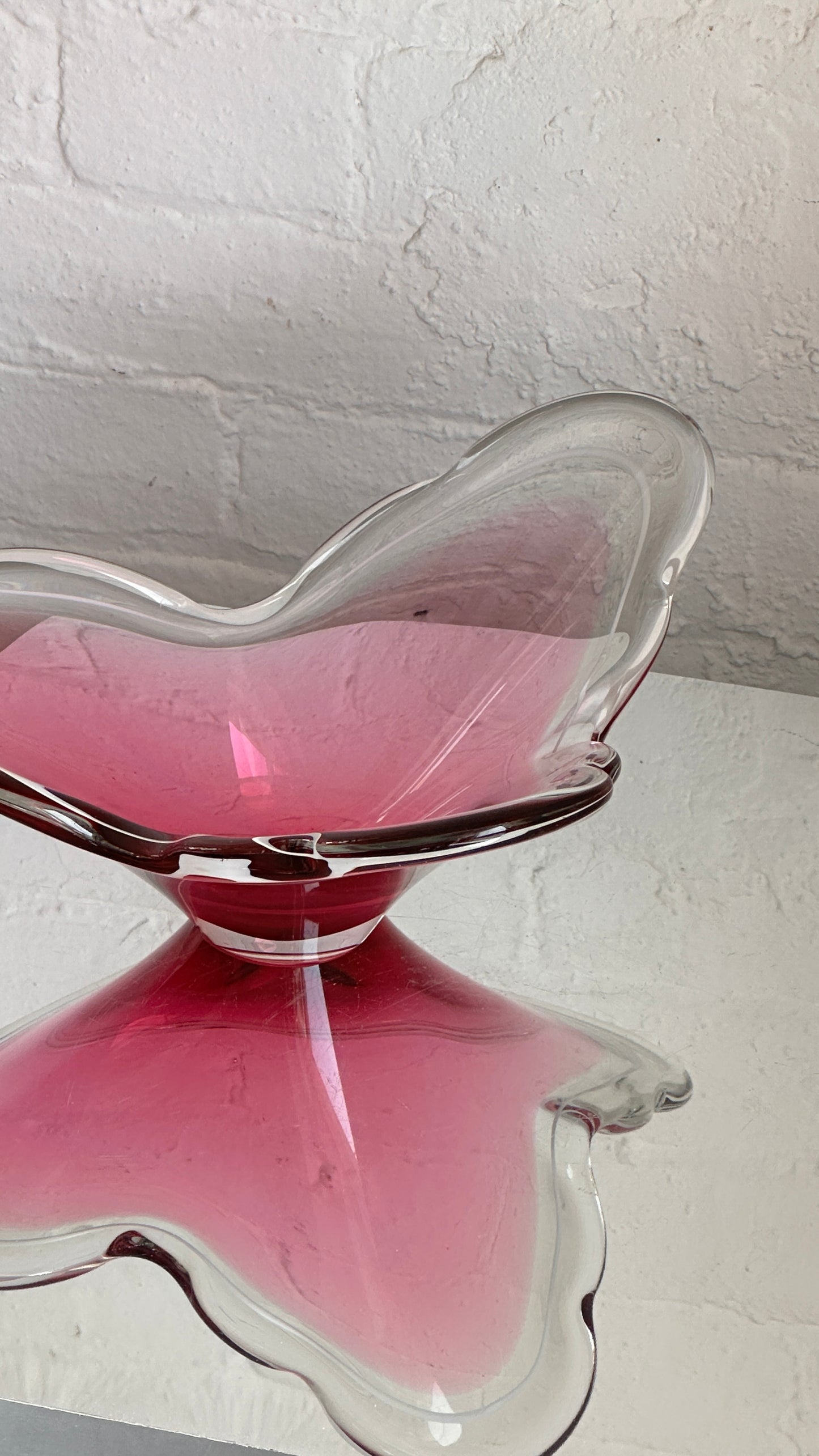 Vintage Pink Swedish Art Glass Bowl