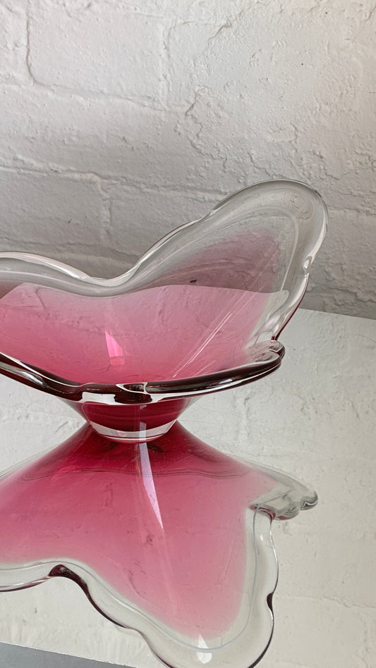 Vintage Pink Swedish Art Glass Bowl