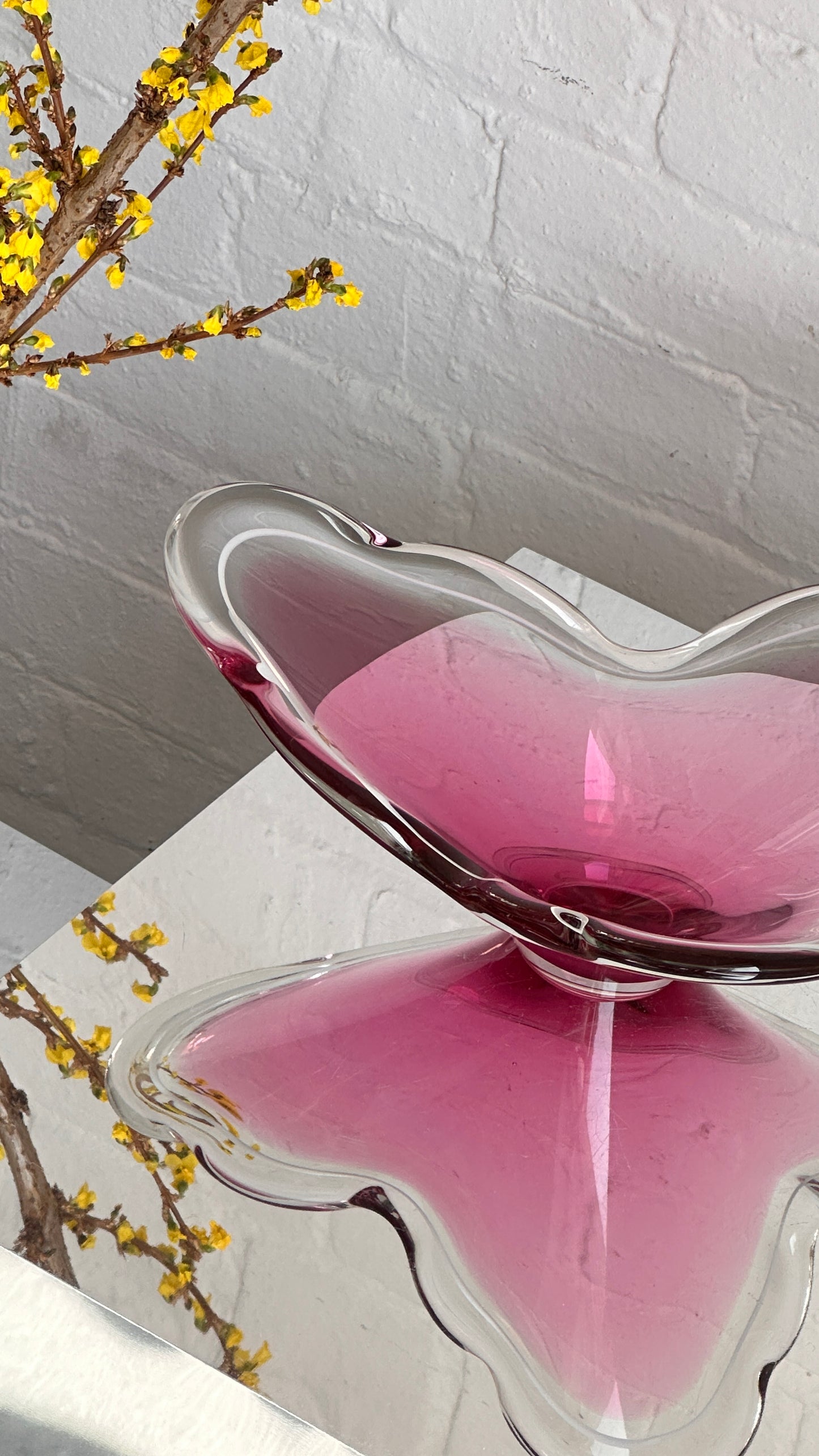 Vintage Pink Swedish Art Glass Bowl