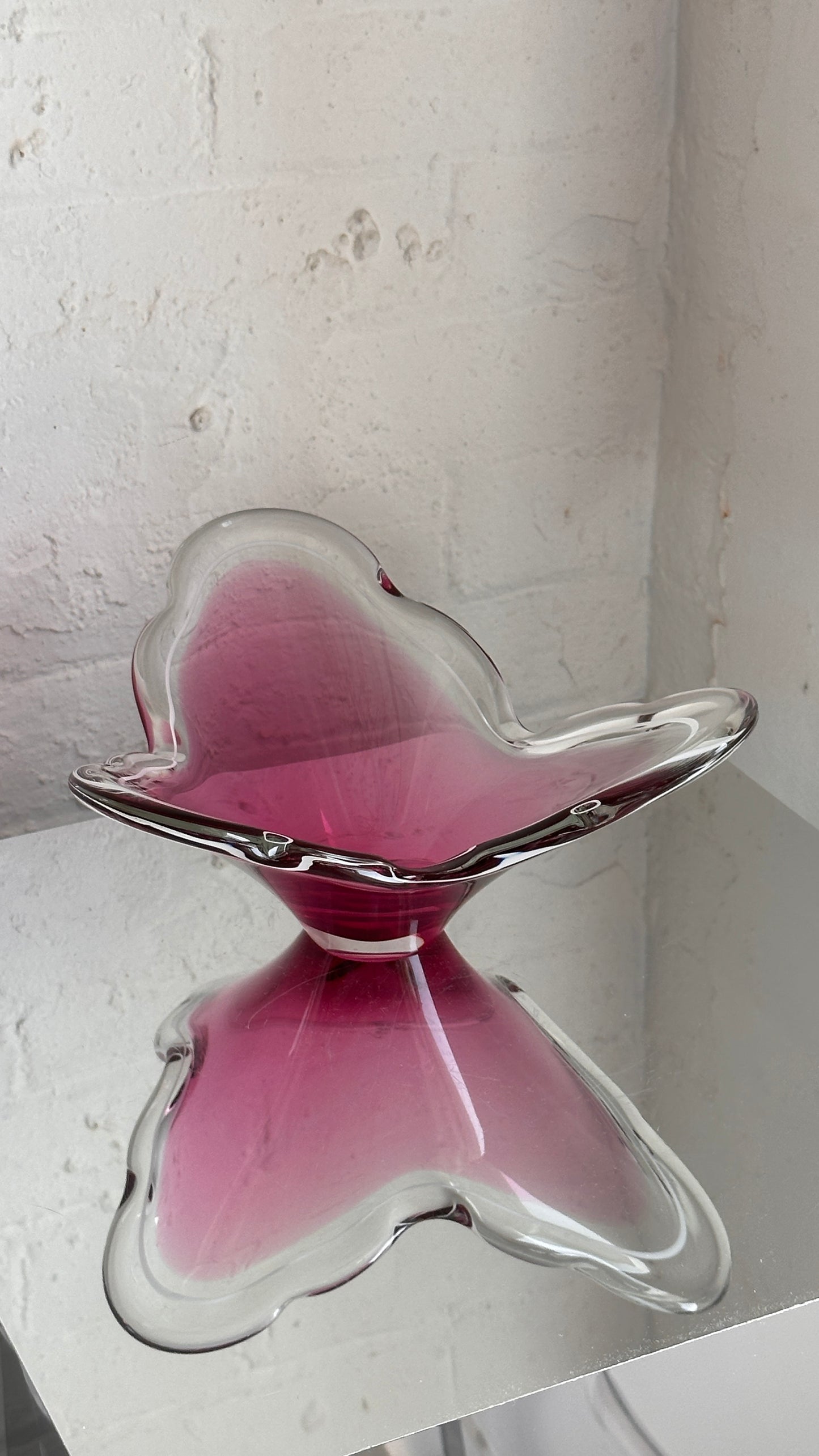 Vintage Pink Swedish Art Glass Bowl