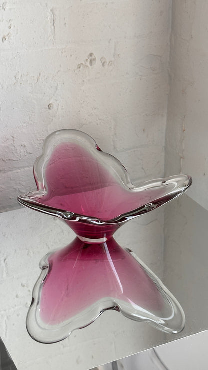 Vintage Pink Swedish Art Glass Bowl