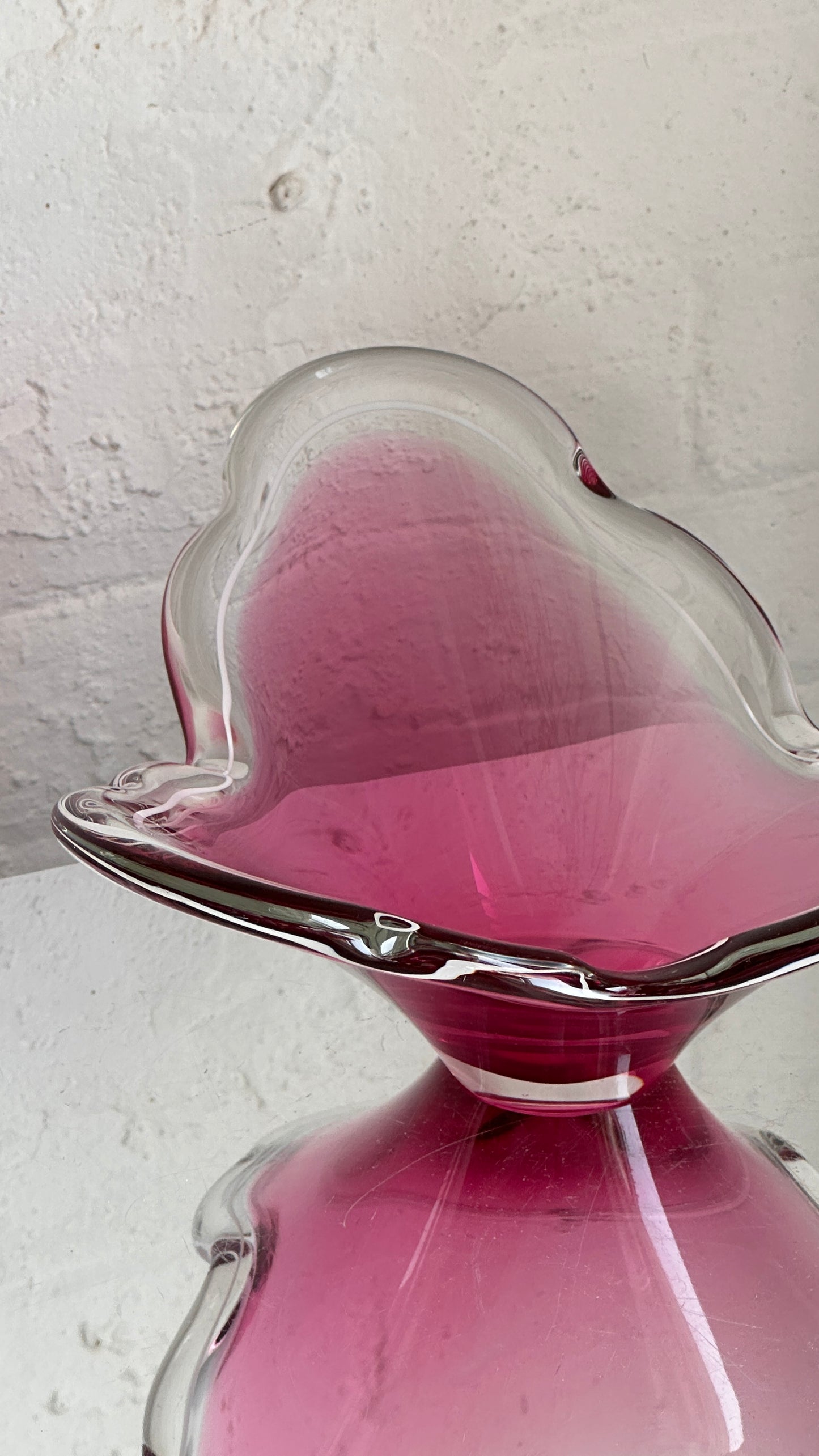 Vintage Pink Swedish Art Glass Bowl