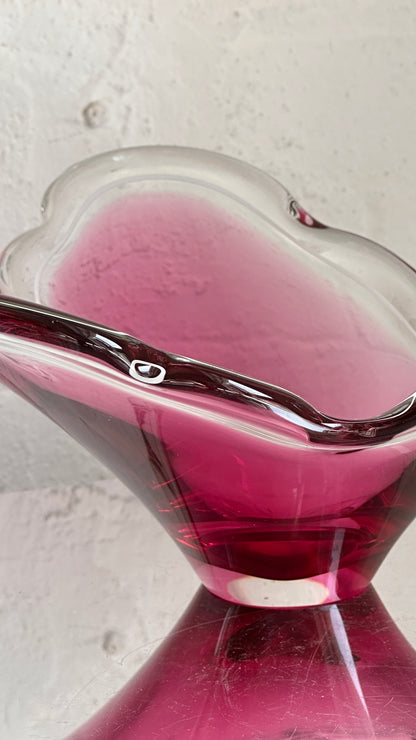 Vintage Pink Swedish Art Glass Bowl