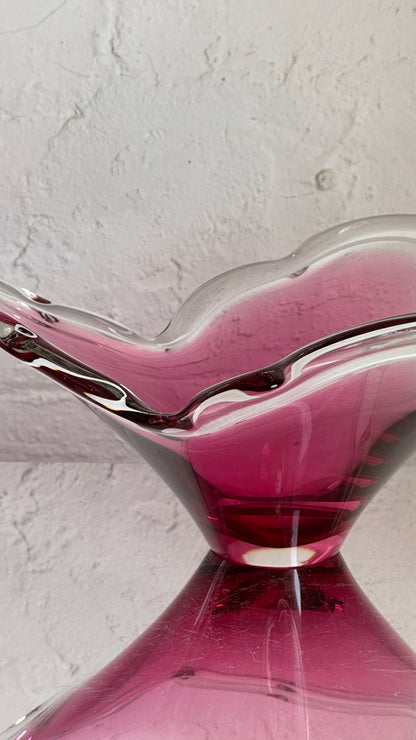 Vintage Pink Swedish Art Glass Bowl