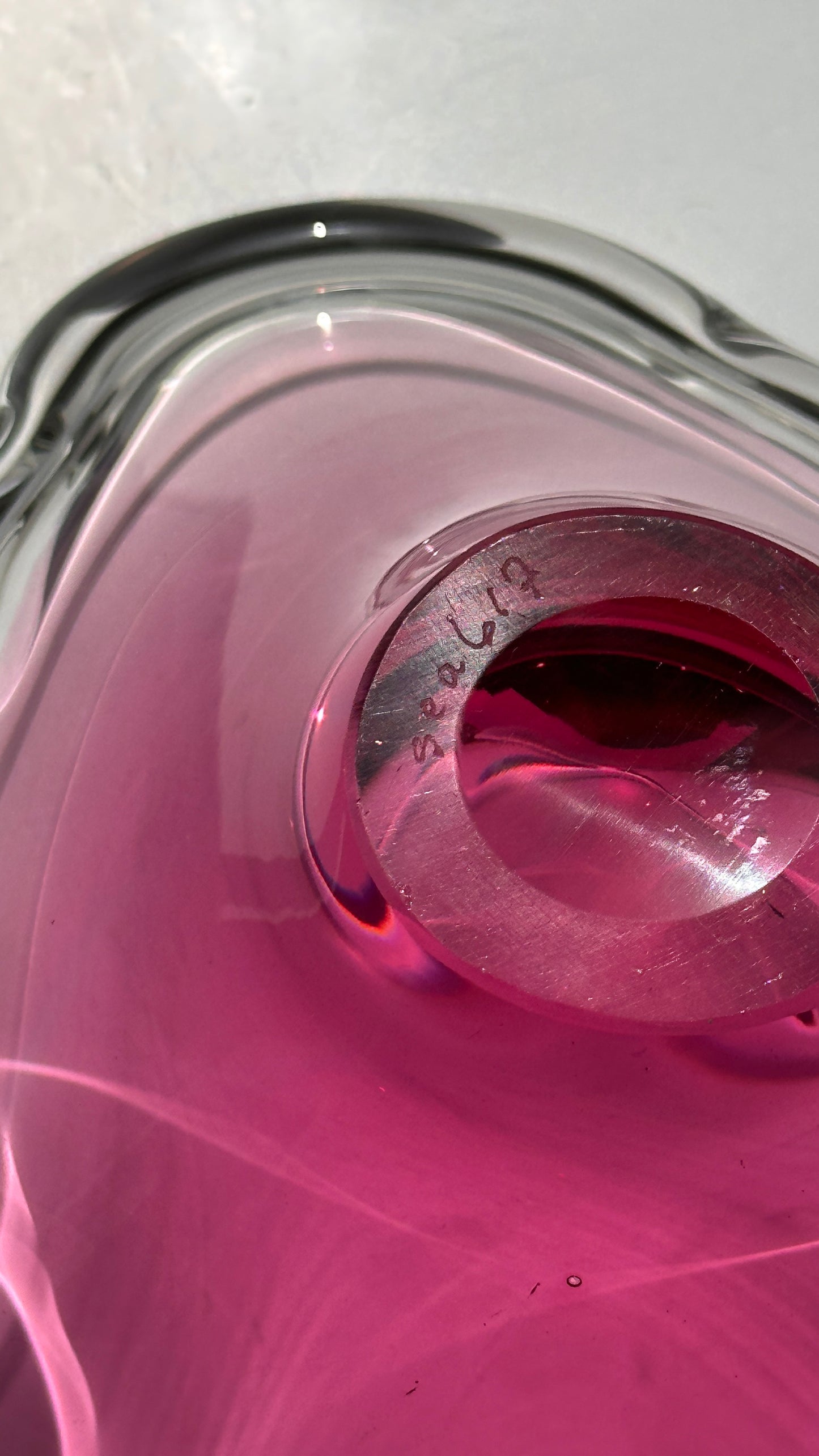 Vintage Pink Swedish Art Glass Bowl