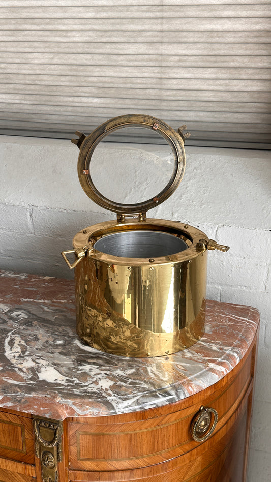 Vintage Brass Plated Porthole Ice Bucket