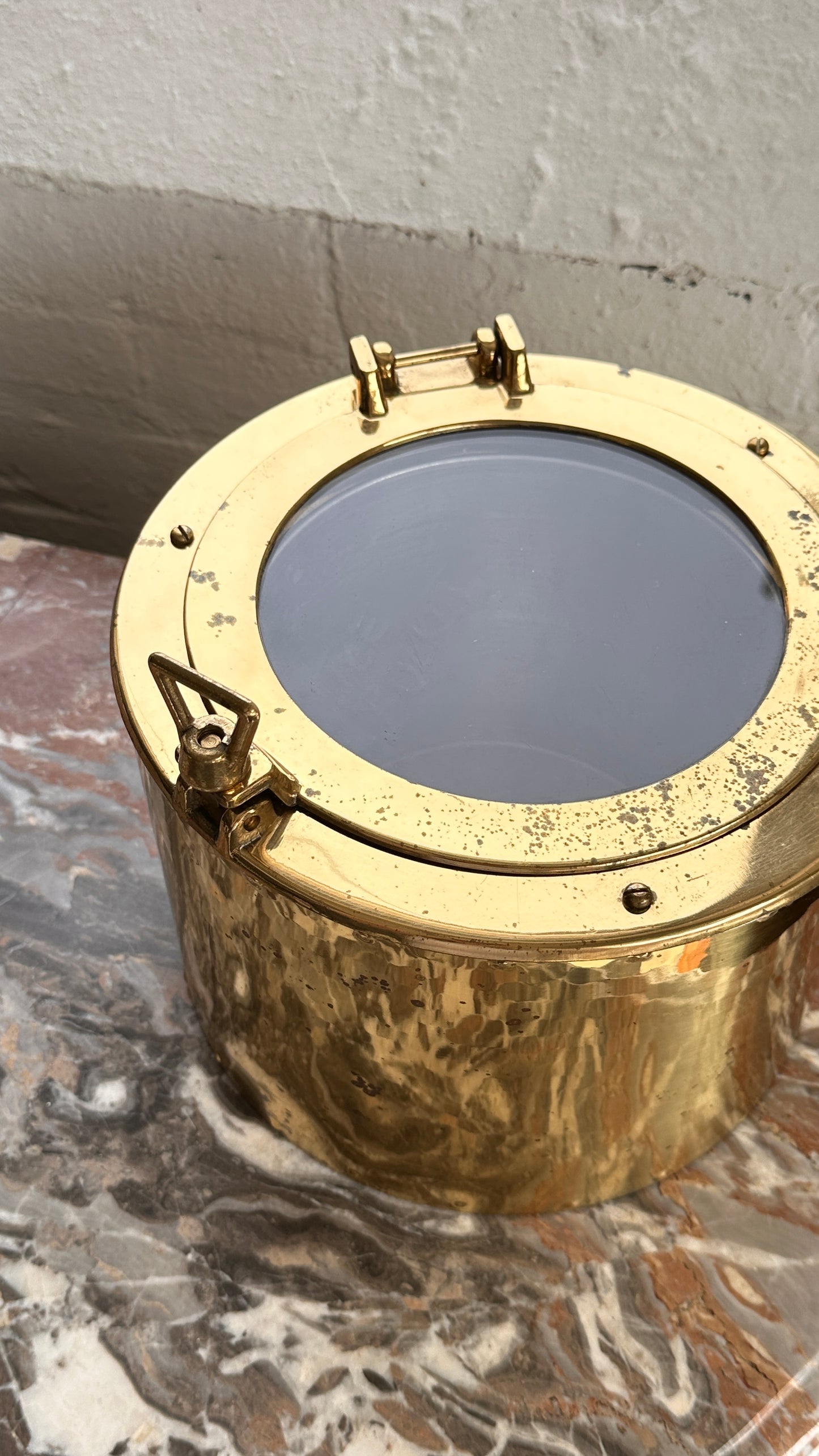Vintage Brass Plated Porthole Ice Bucket