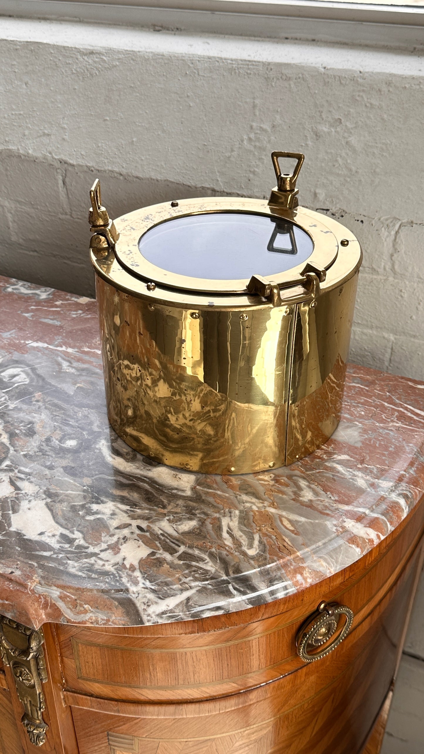 Vintage Brass Plated Porthole Ice Bucket