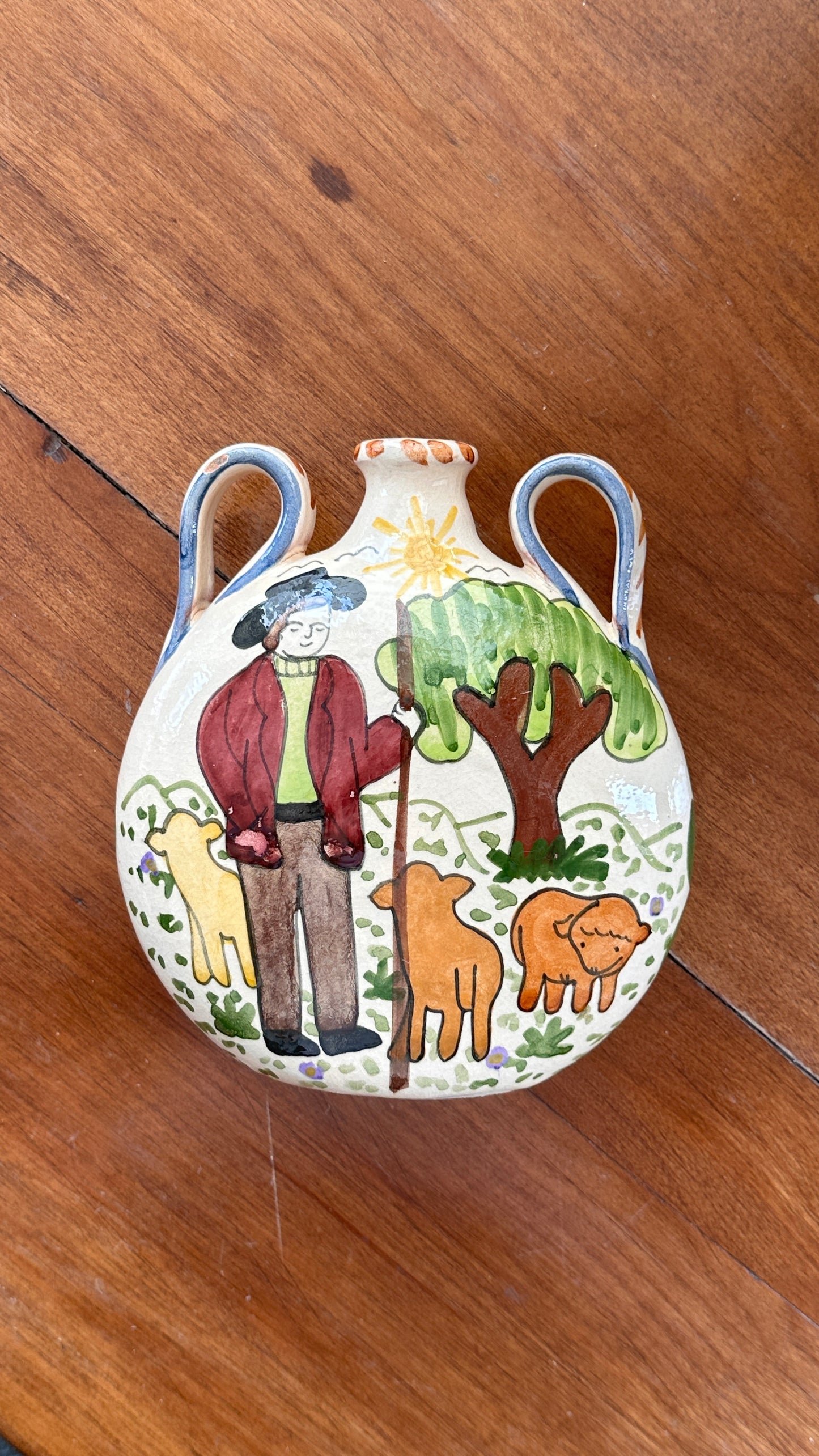 Folk Art Terra Cotta Flask by Pirraca Redondo