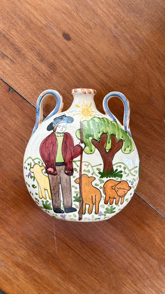 Folk Art Terra Cotta Flask by Pirraca Redondo