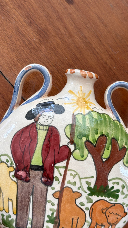 Folk Art Terra Cotta Flask by Pirraca Redondo