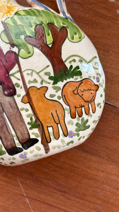 Folk Art Terra Cotta Flask by Pirraca Redondo