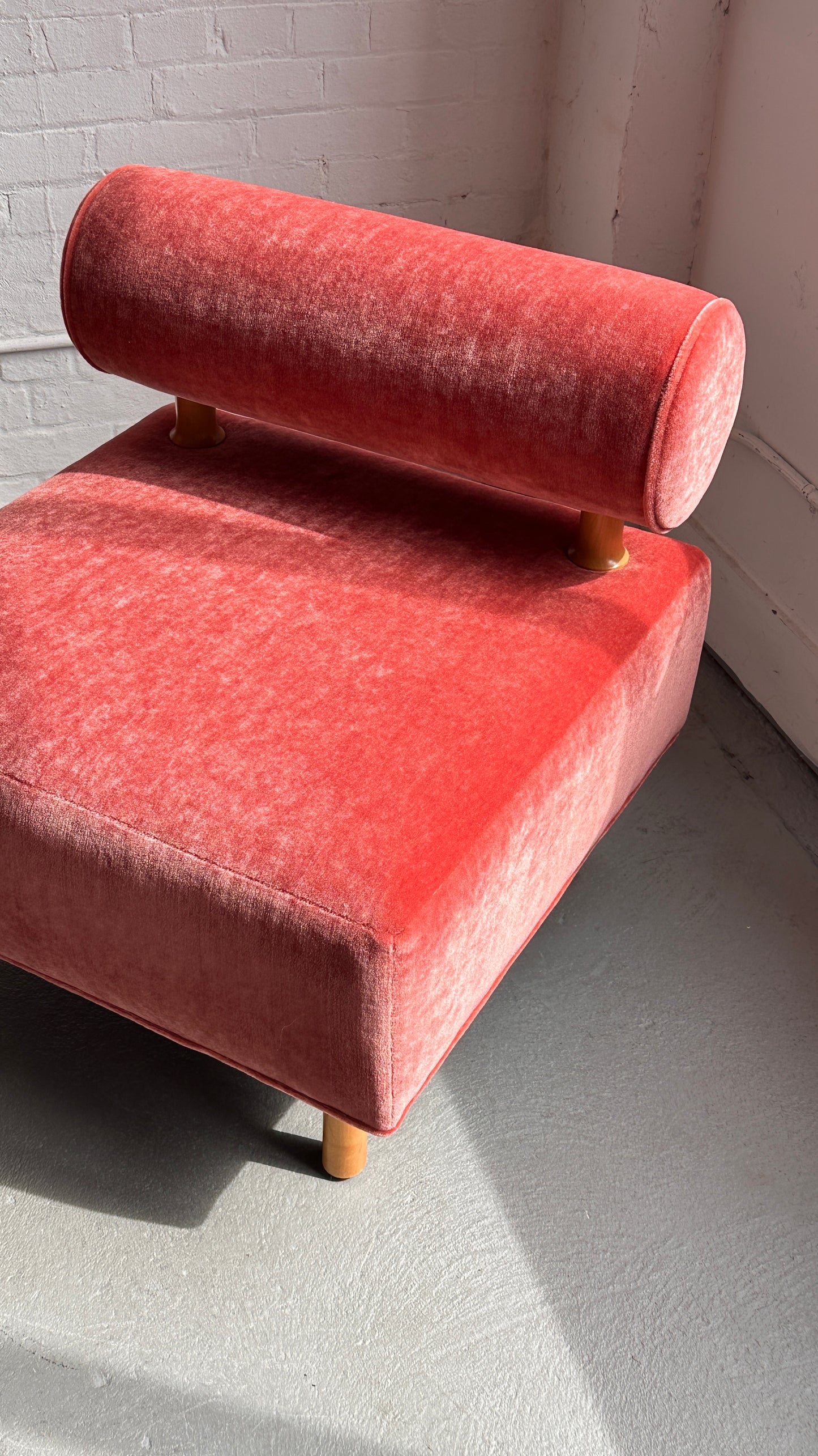 Reupholstered Mohair Bolster Back Lounge Chair