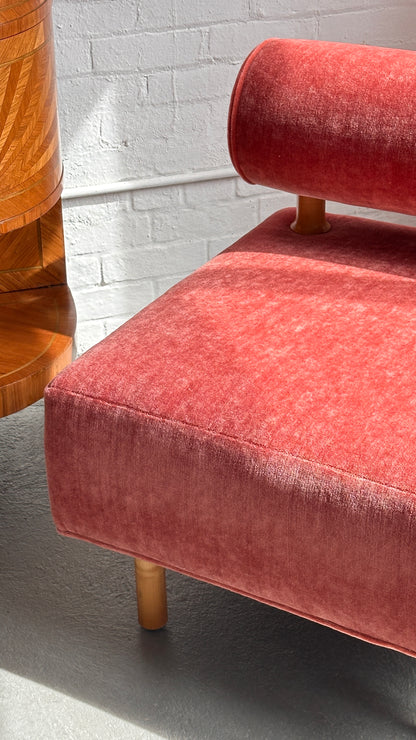 Reupholstered Mohair Bolster Back Lounge Chair