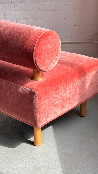 Reupholstered Mohair Bolster Back Lounge Chair