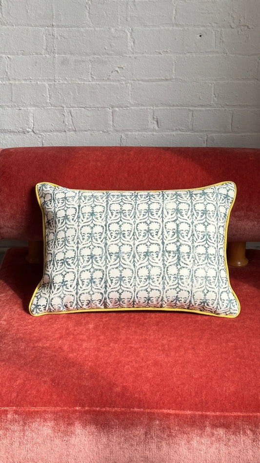 Performance Cushion in Ashok Petrol Fabric by Penny Morrison