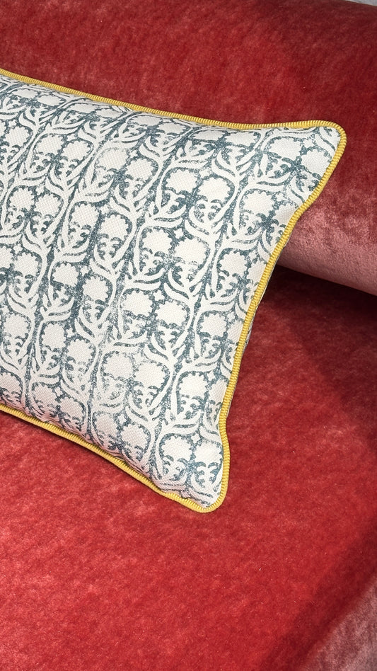 Performance Cushion in Ashok Petrol Fabric by Penny Morrison