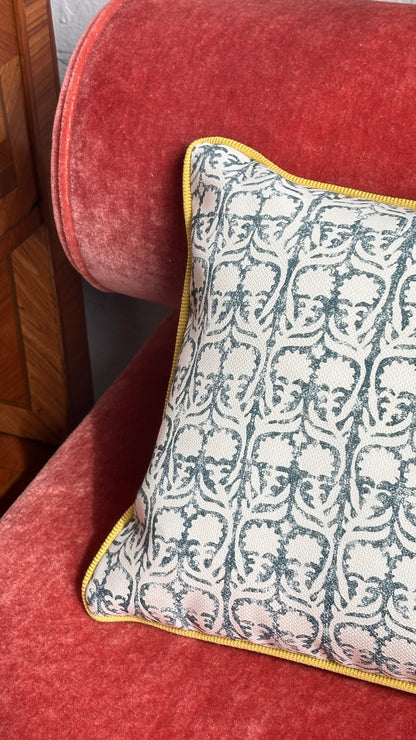 Performance Cushion in Ashok Petrol Fabric by Penny Morrison