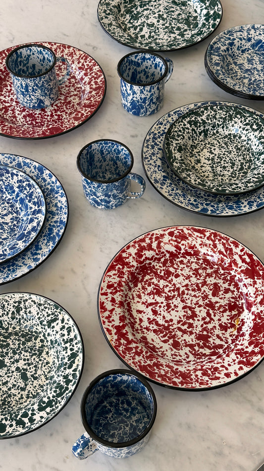 Set of Vintage Enamel Splatterware