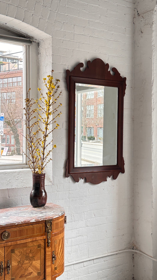 Chippendale Style Mahogany Beveled Edge Mirror