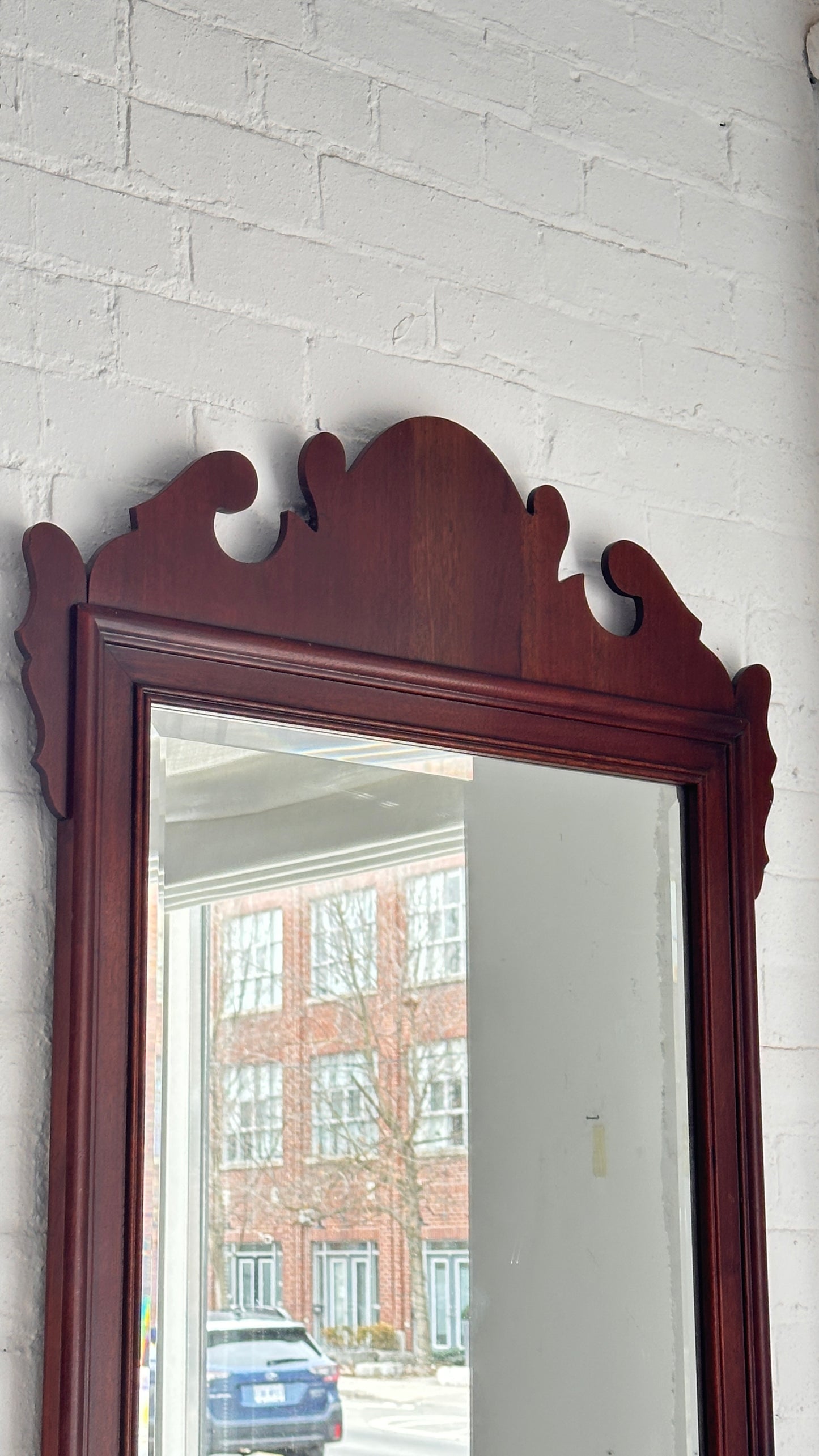 Chippendale Style Mahogany Beveled Edge Mirror
