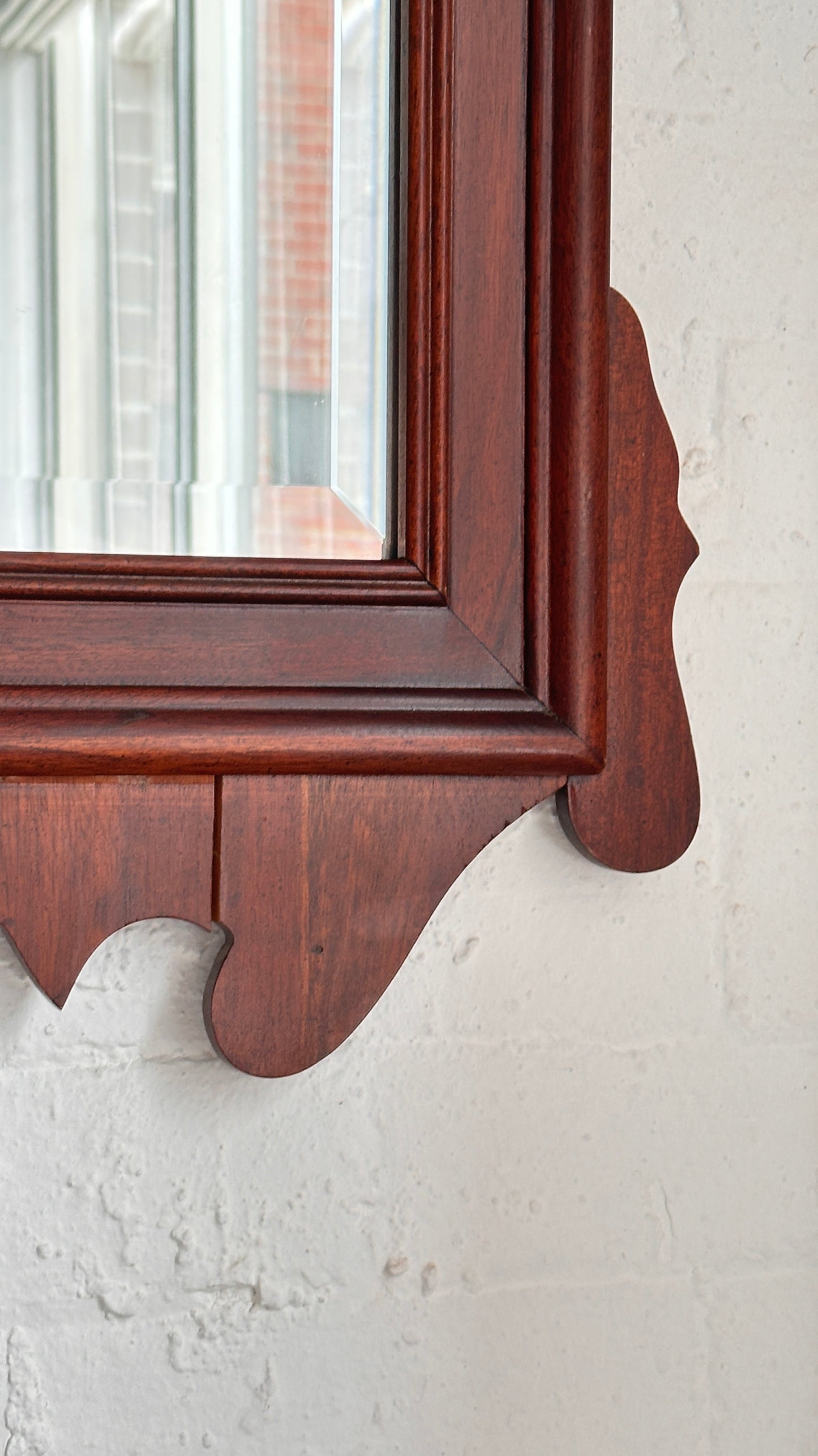 Chippendale Style Mahogany Beveled Edge Mirror