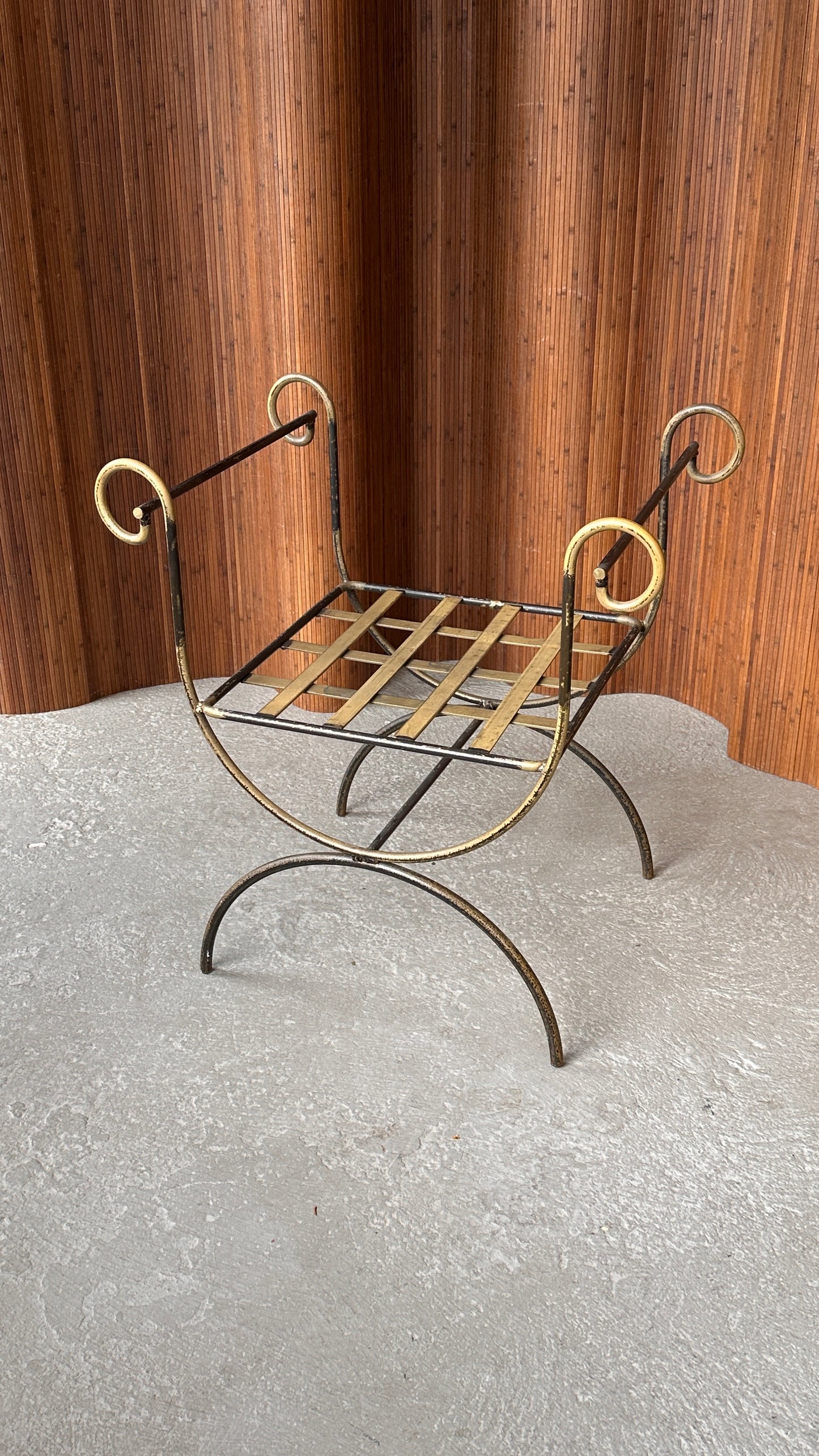 Vintage Neoclassical Wrought Iron Bench