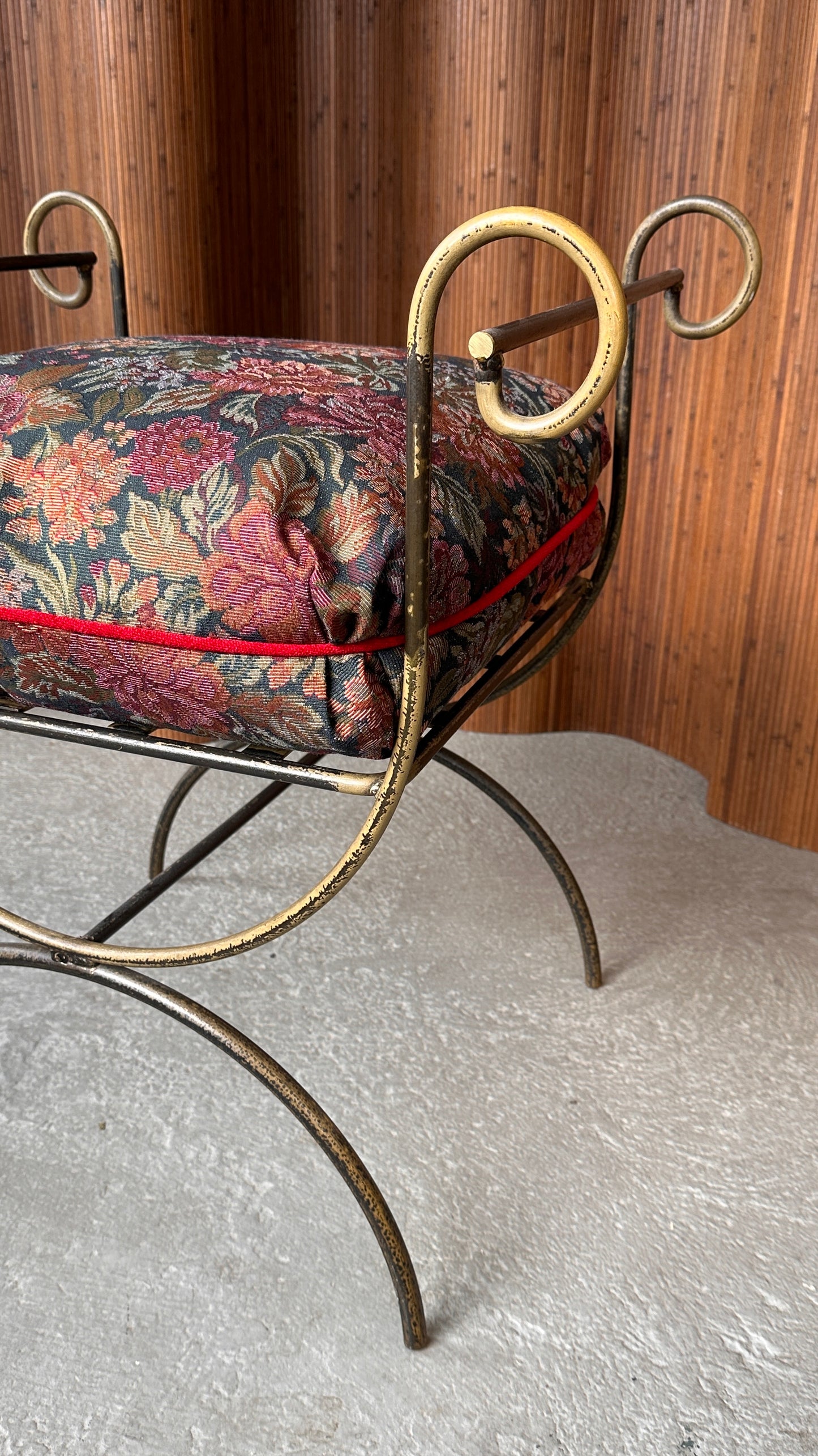 Vintage Neoclassical Wrought Iron Bench