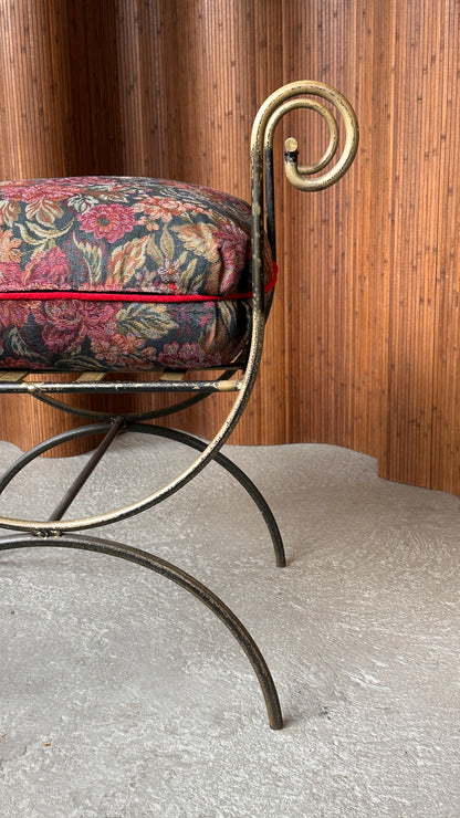 Vintage Neoclassical Wrought Iron Bench