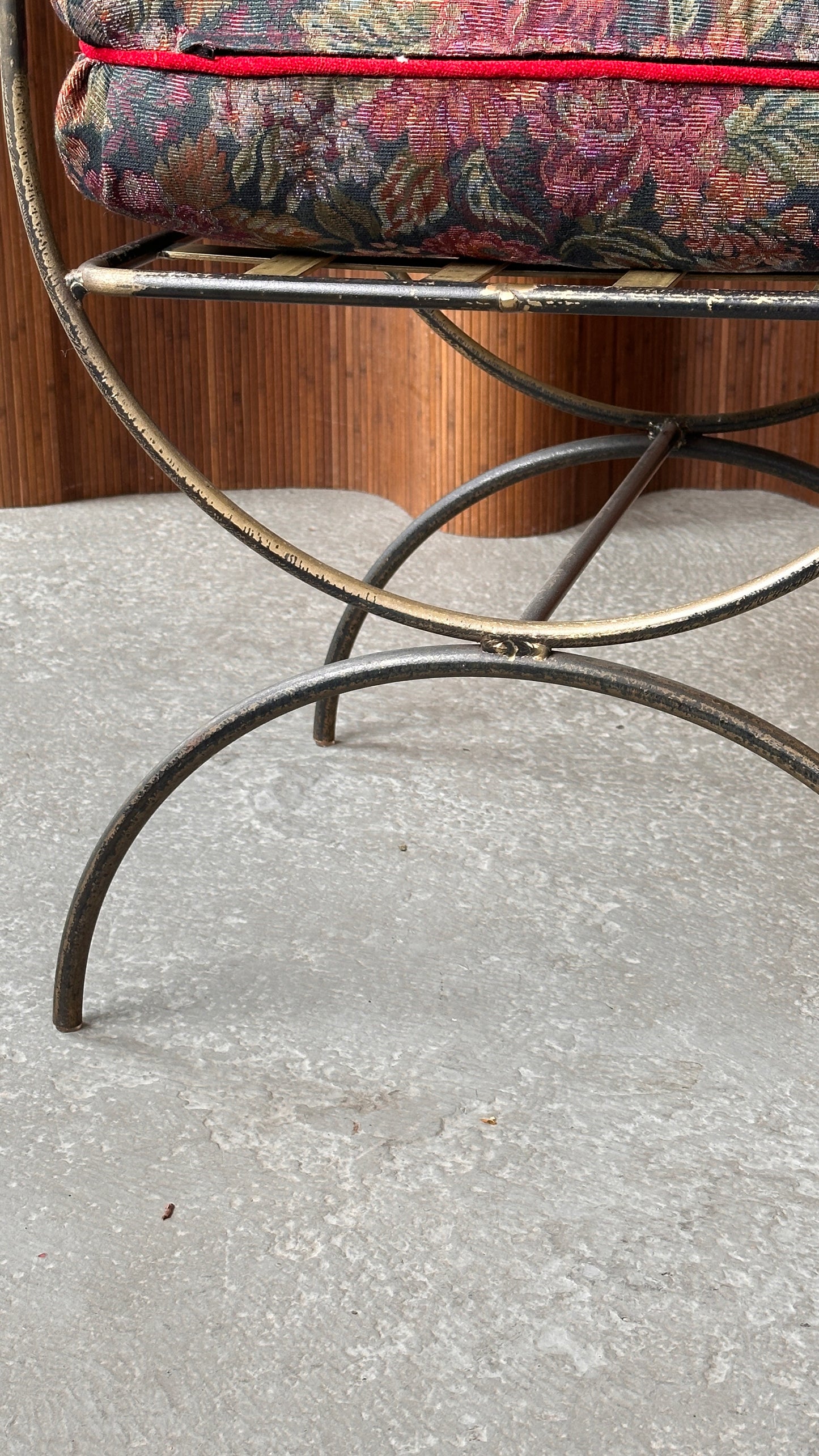 Vintage Neoclassical Wrought Iron Bench