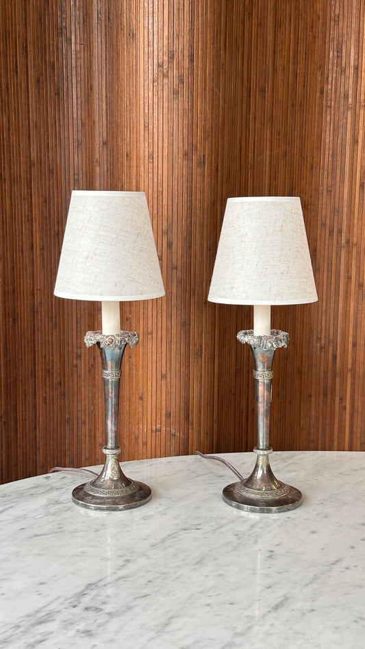 Pair of Antique Silver Table Lamps