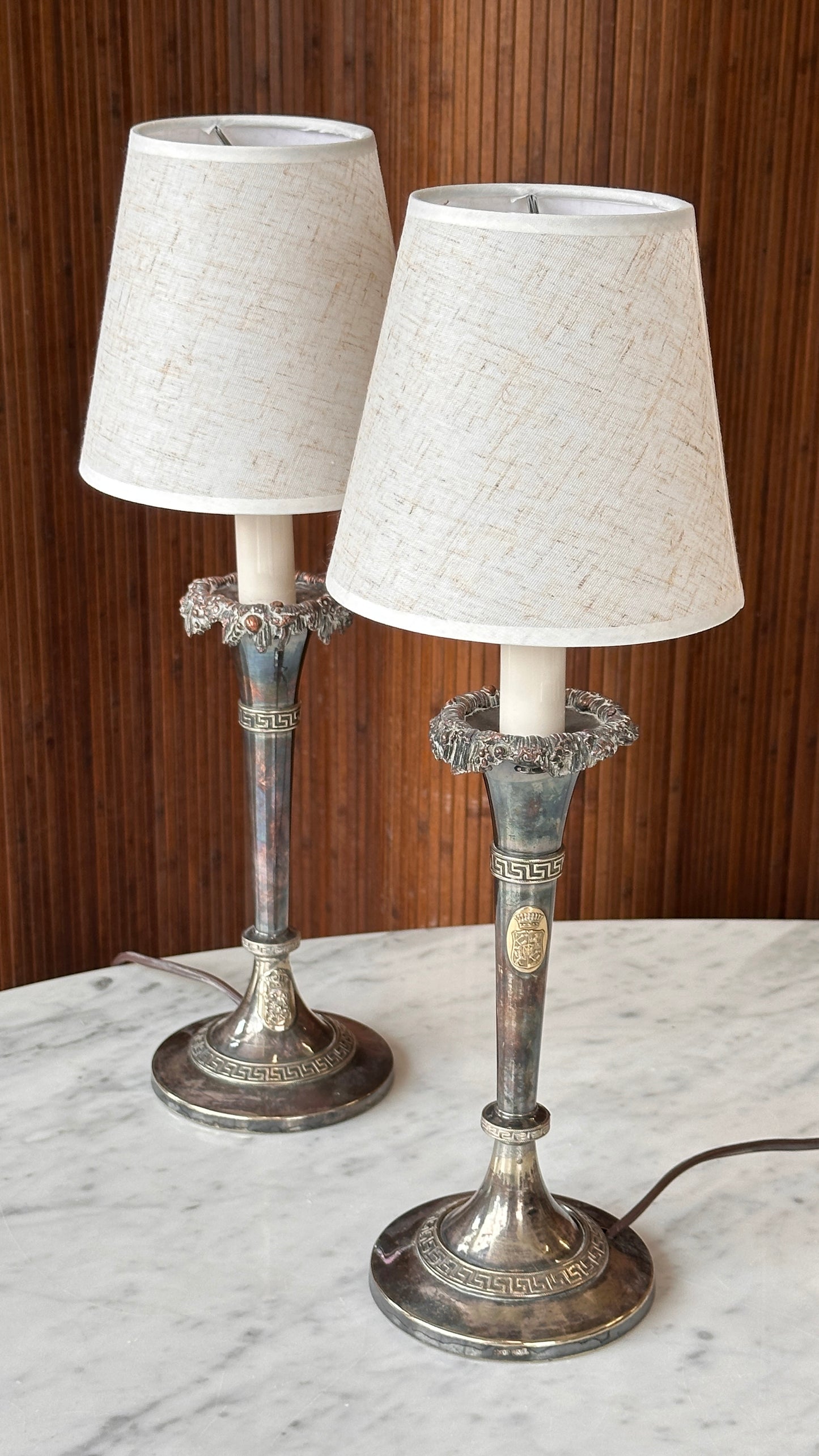 Pair of Antique Silver Table Lamps