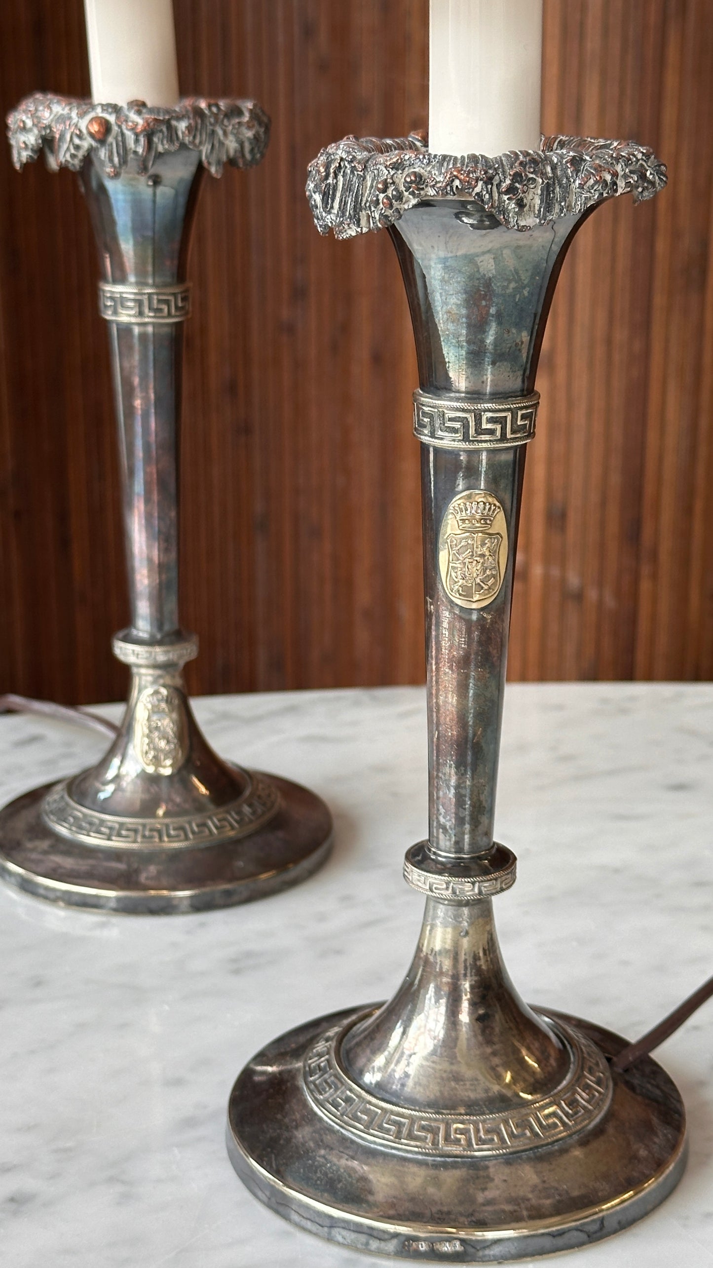 Pair of Antique Silver Table Lamps