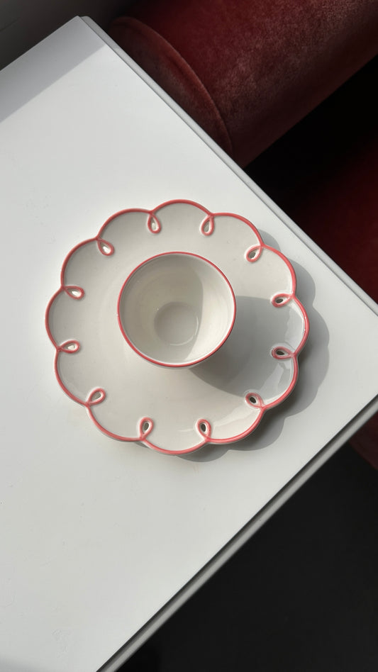Scalloped Plate and Footed Bowl Set