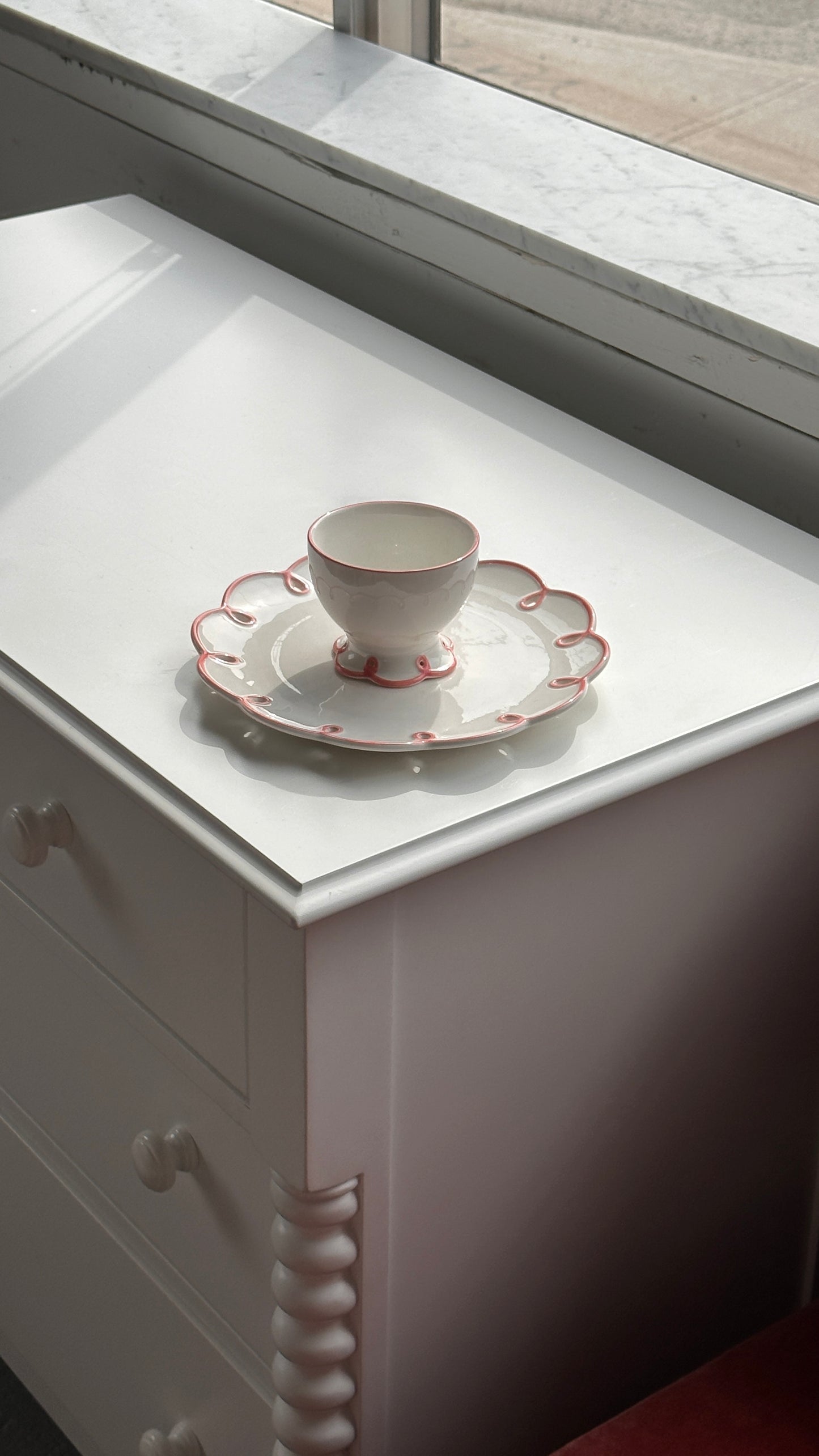 Scalloped Plate and Footed Bowl Set