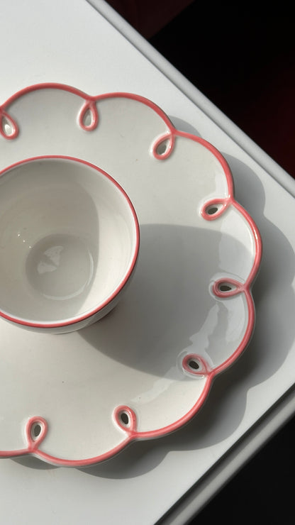 Scalloped Plate and Footed Bowl Set