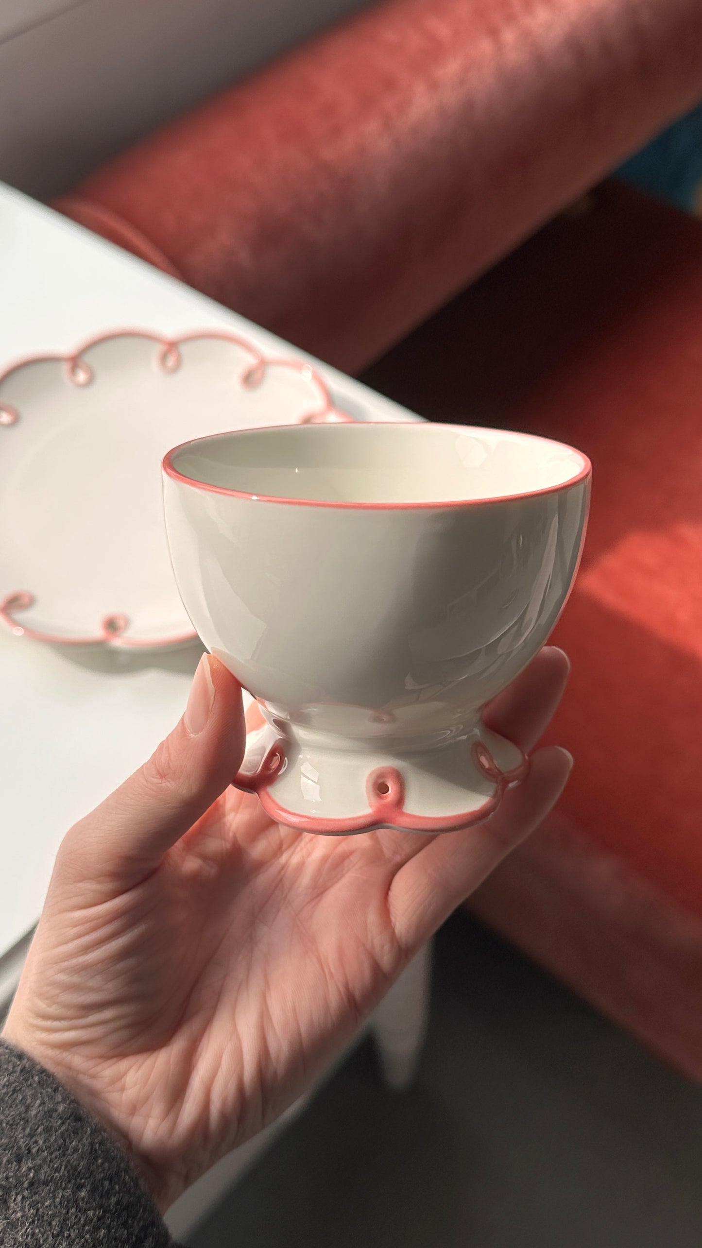 Scalloped Plate and Footed Bowl Set