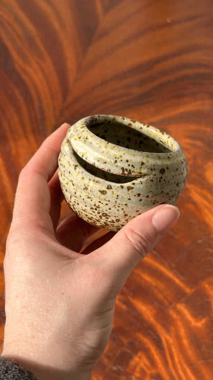 Small Handmade Ceramic Bowl with Strainer
