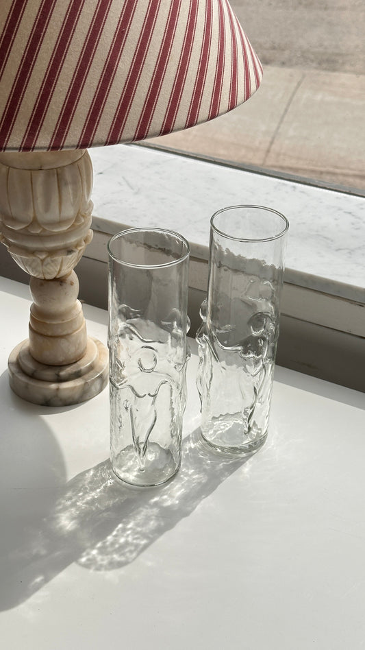Pair of Vintage Libbey "La Femme" Highball Glasses / Vases