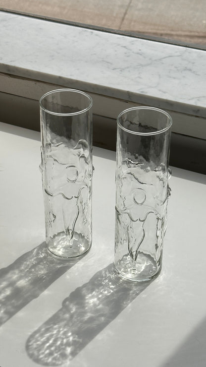 Pair of Vintage Libbey "La Femme" Highball Glasses / Vases