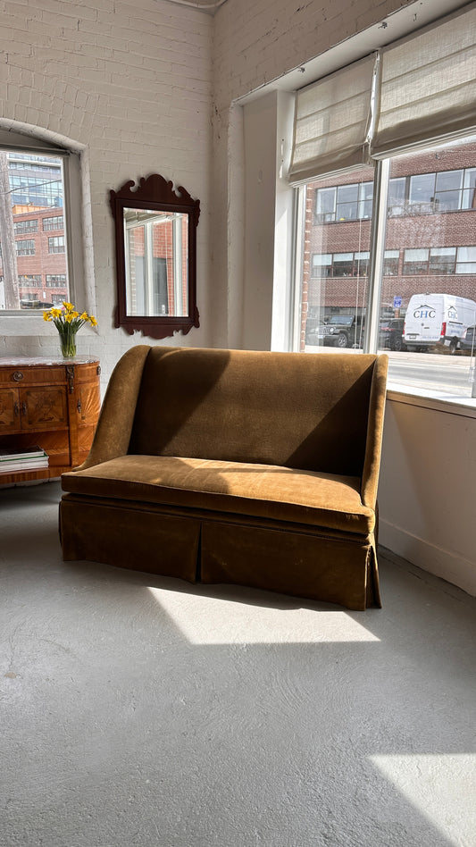 Moss Green Wing Back Settee by Lee Industries, USA