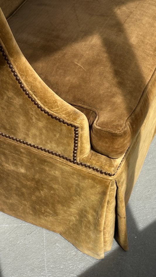 Moss Green Wing Back Settee by Lee Industries, USA