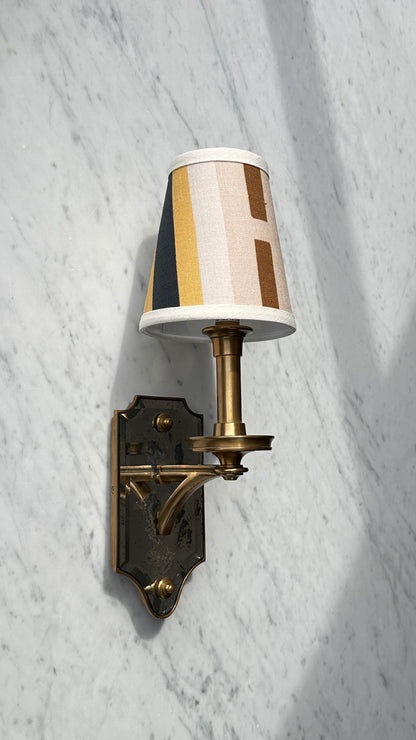 Pair of Thomas O'Brian Mirrored Wall Sconces with Custom Shades