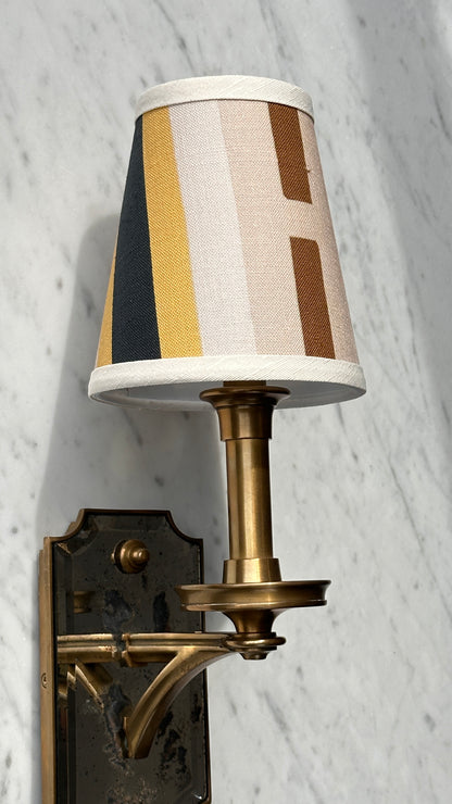 Pair of Thomas O'Brian Mirrored Wall Sconces with Custom Shades