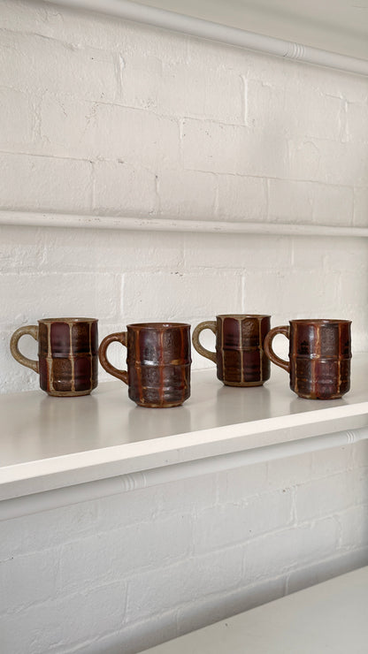 Set of Japanese Mugs with Matching Creamer