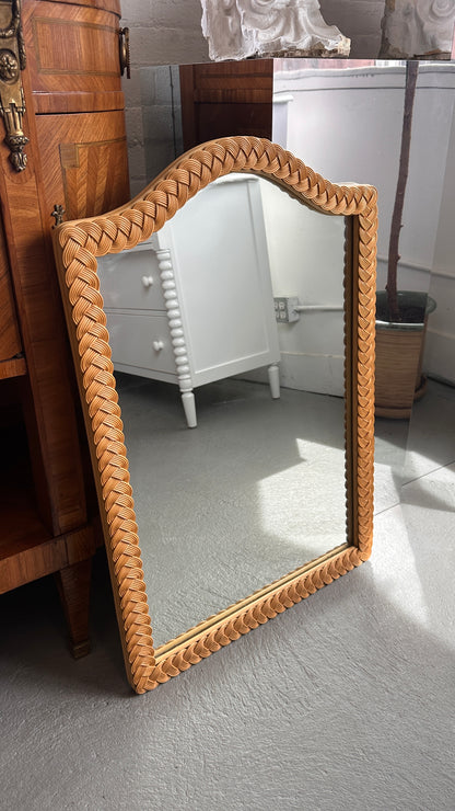 Vintage Braided Rattan Mirror