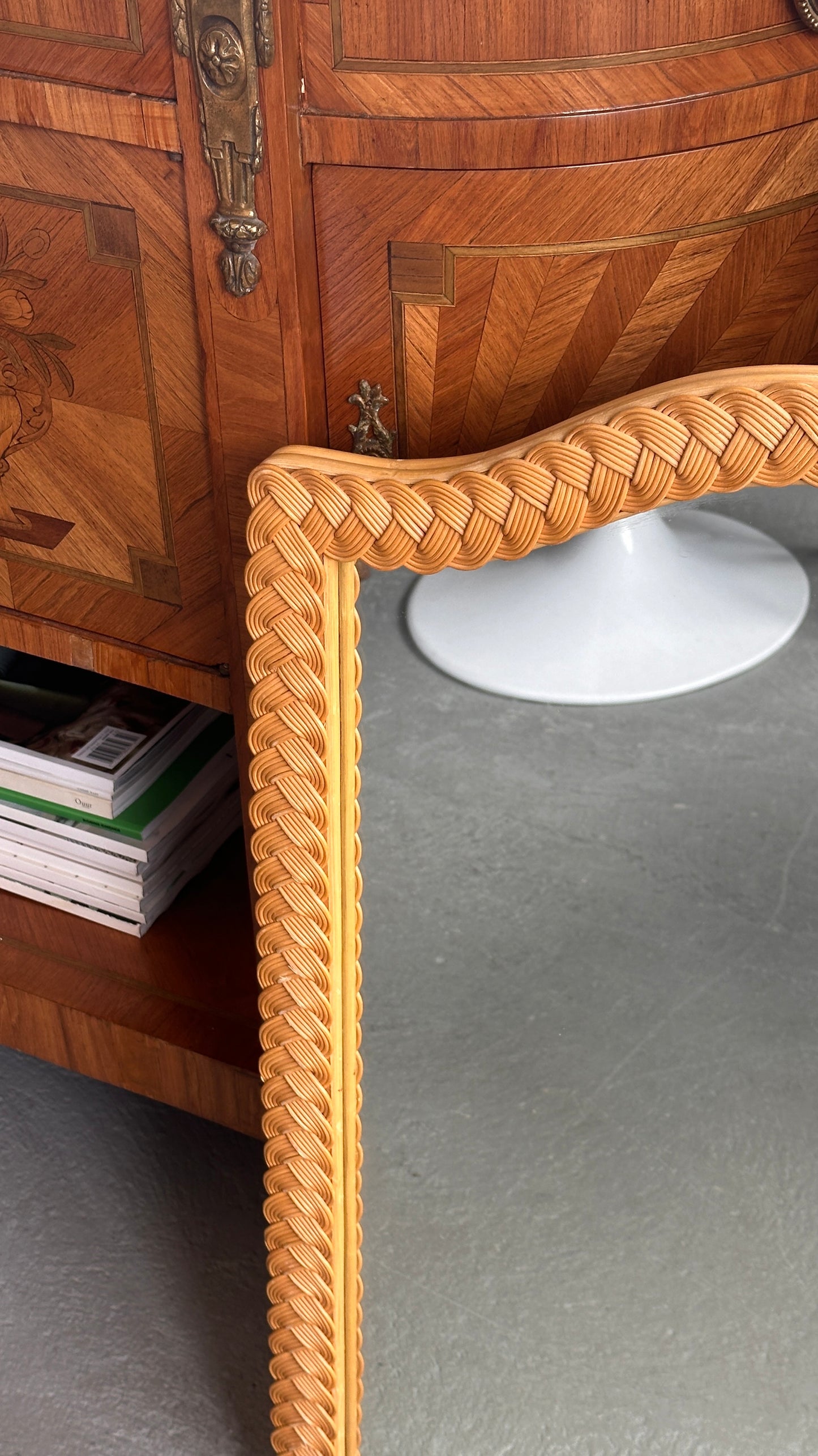 Vintage Braided Rattan Mirror