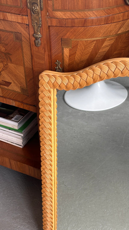 Vintage Braided Rattan Mirror
